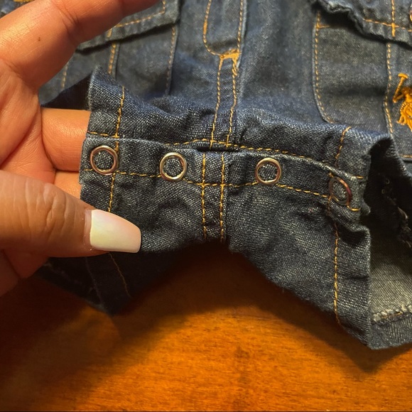U.S. Polo Assn Baby Girl Denim Romper - Picture 4 of 11